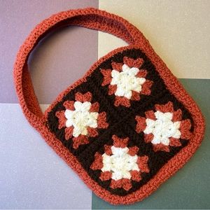 Handmade Crochet Granny Square Bucket Bag or Purse